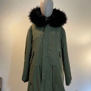 Mr & Mrs Italy Women Army Parka with Black Fur